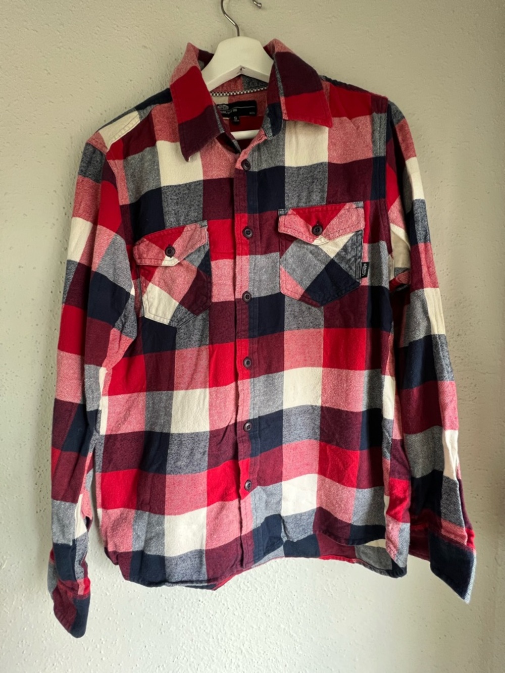 Vans Red Navy Plaid Long-Sleeve Shirt